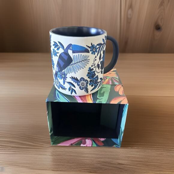 NEW Starbucks x Farm Rio Blue Floral Bird 14oz Ceramic Coffee Mug Gift Limited - Picture 3 of 6